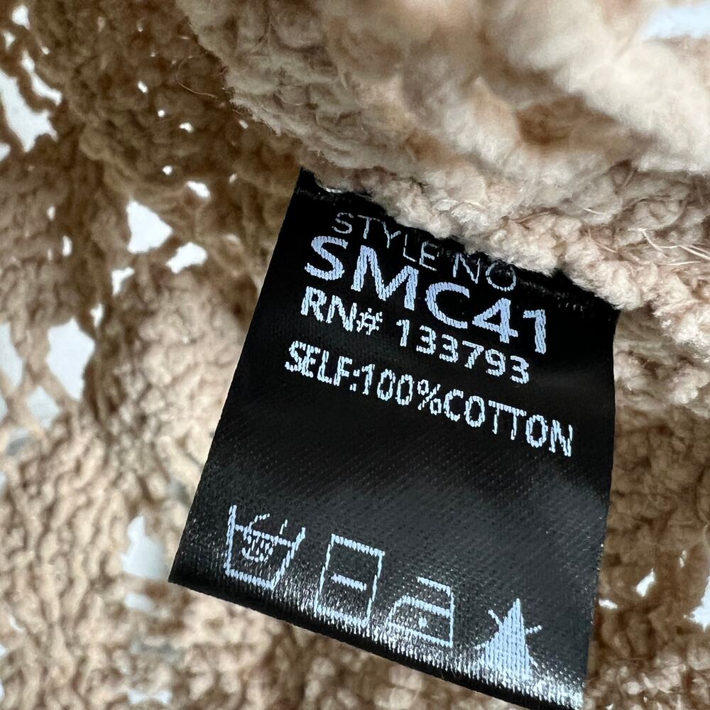 POL Crochet Cardigan Tan Boho Floral Button Front Open Knit Sweater Medium - Picture 8 of 10